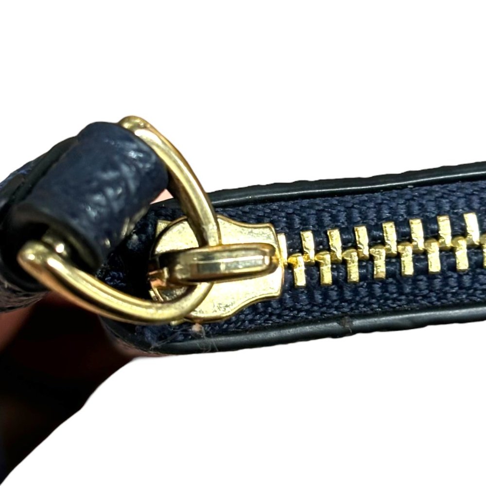 Coach Crossgrain Leather Corner Zip Wristlet Wallet Midnight Blue - Picture 4 of 13